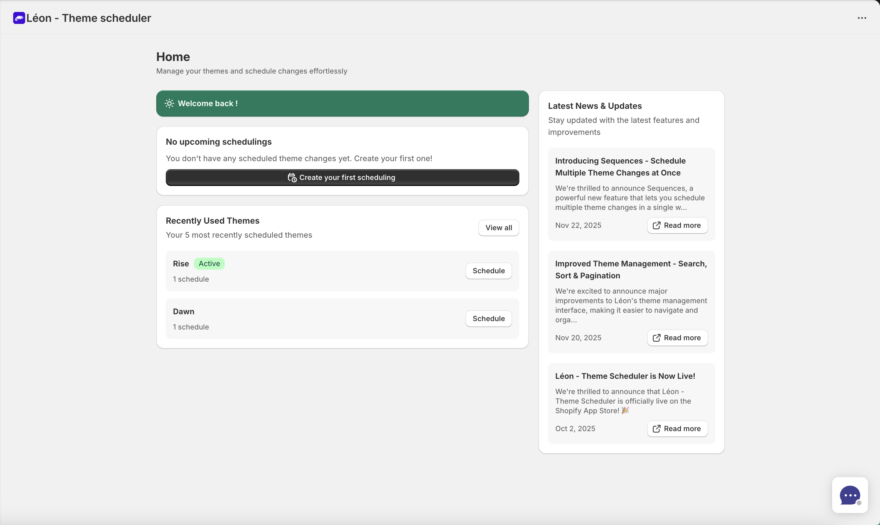 Leon theme dashboard