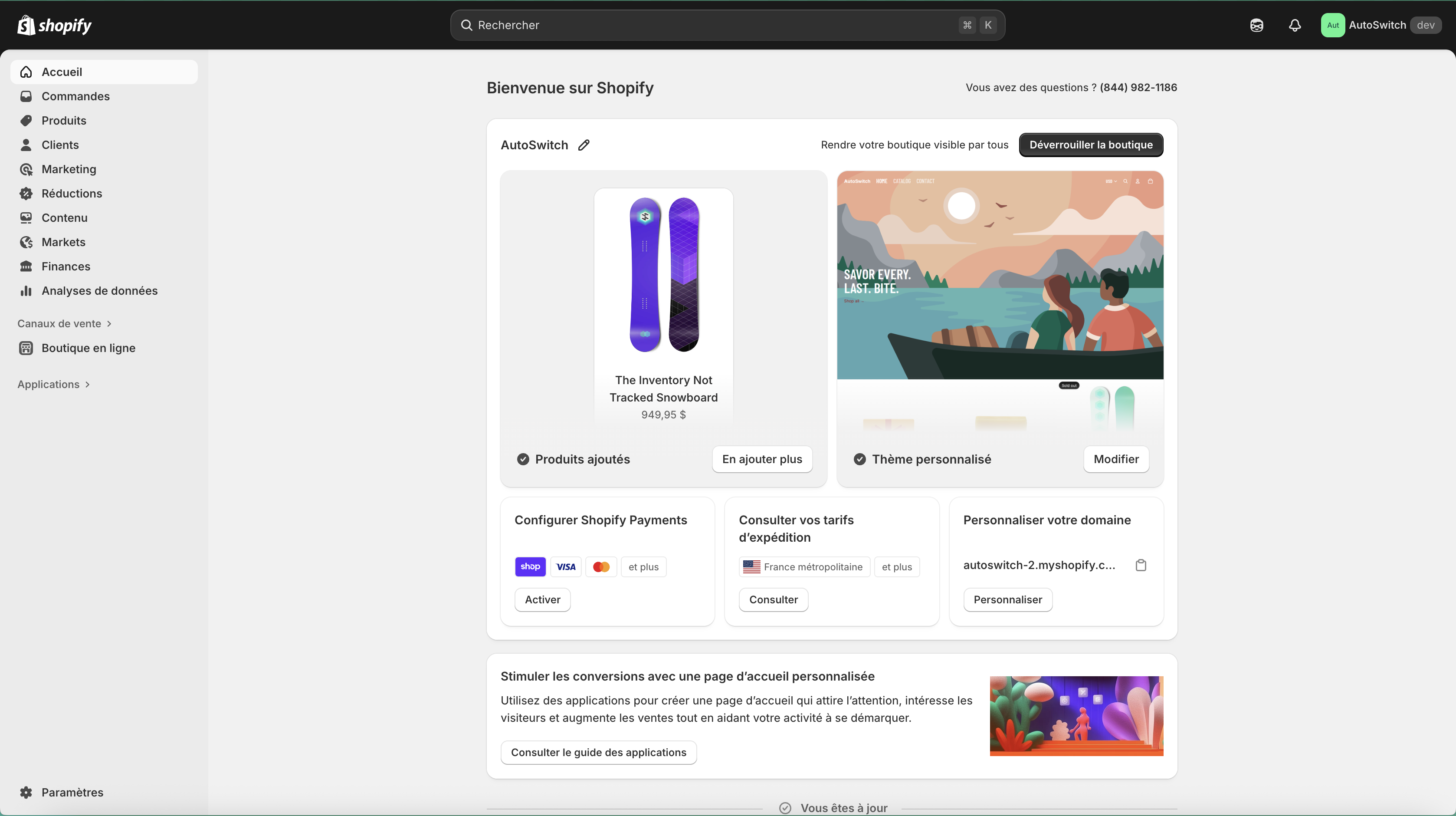 Shopify admin dashboard