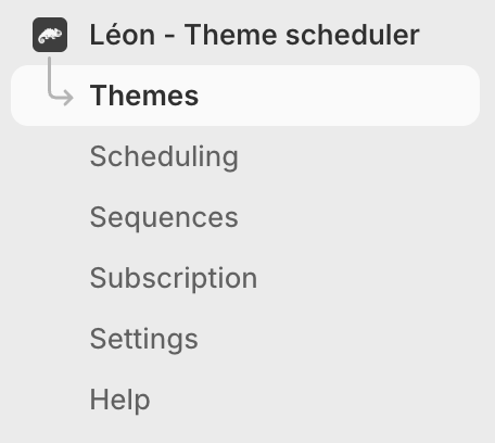 Léon's app menu